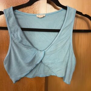 POL Maya Blue Sleeveless Ribbed Crop Top